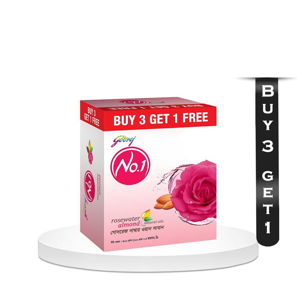 Buy 3 Godrej No.1 Rose Soap Get 1 Free - 400gm