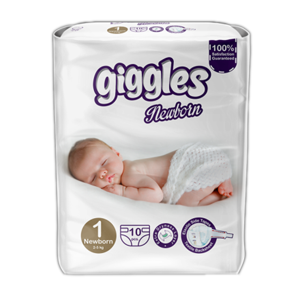 Giggles Newborn Standard Pack Baby Diaper - 2-5 Kg - 10Pcs