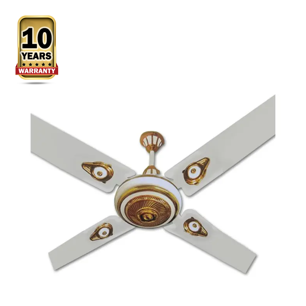 Kashmir Gold Ceiling Fan - 4 Blades - 56 Inch - White and Golden
