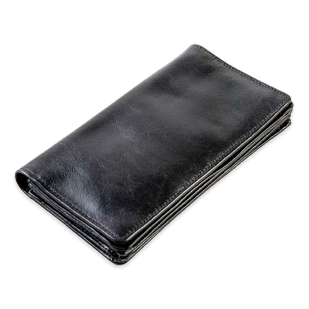 Loretta Leather Long Wallet for Men - Black - LW-002
