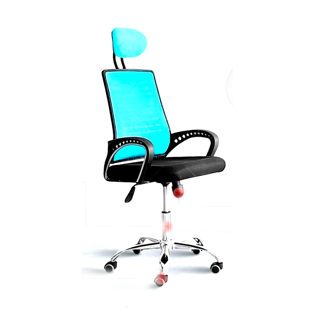 Fabric and Plastic Comfort Executive Chair - Black and Sky Blue