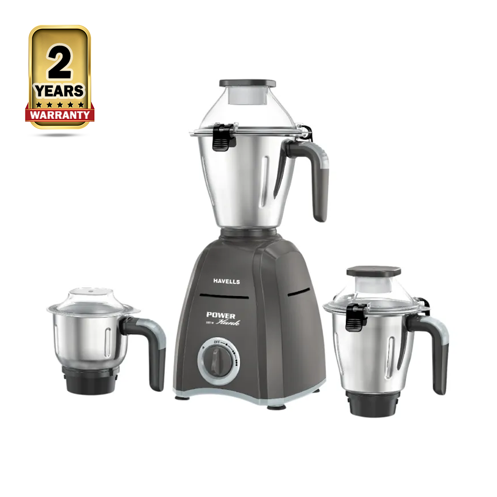 Havells Power Hunk 3 Jars Mixer Grinder - 800 Watt - Black and Silver