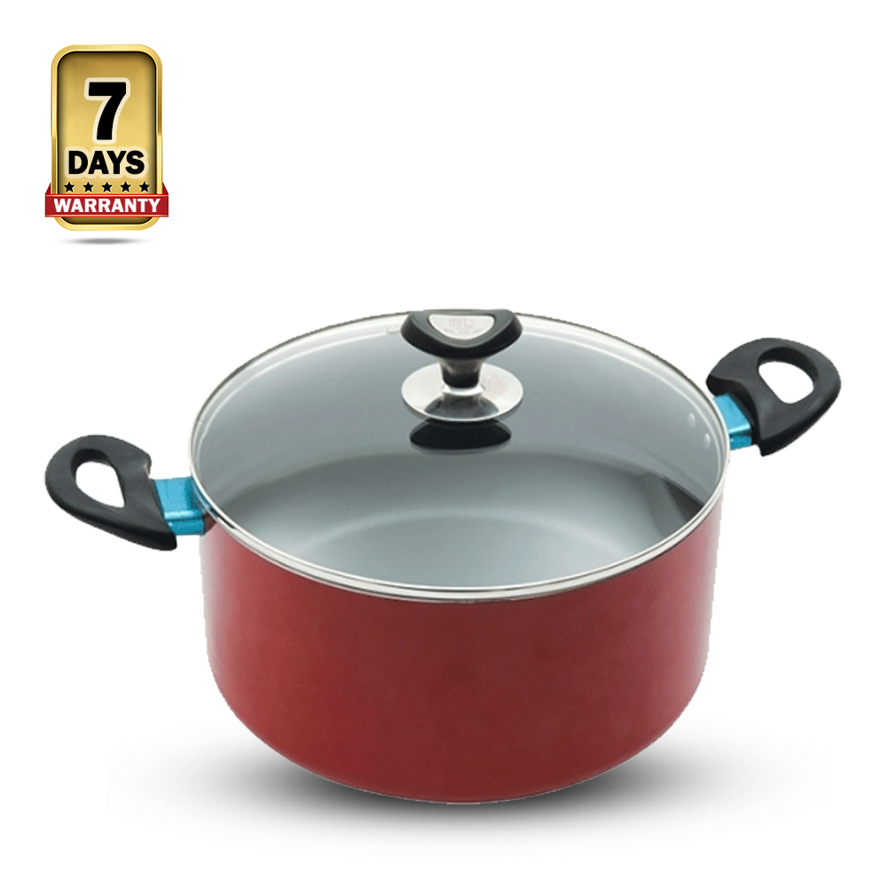 Topper Non-Stick Glamour Casserole with Lid - Red - 26 CM