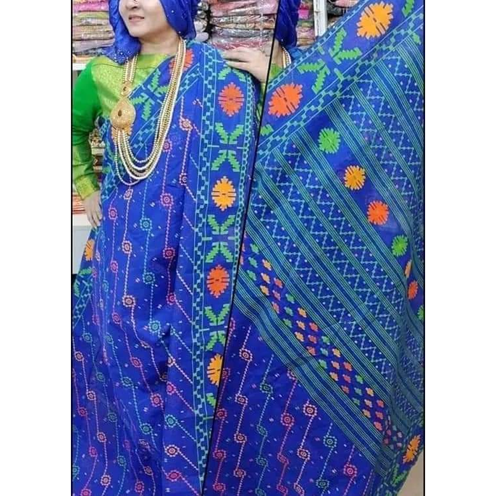 Dhupian Half Silk Skin Print Saree For Women - Multicolor - PP-213