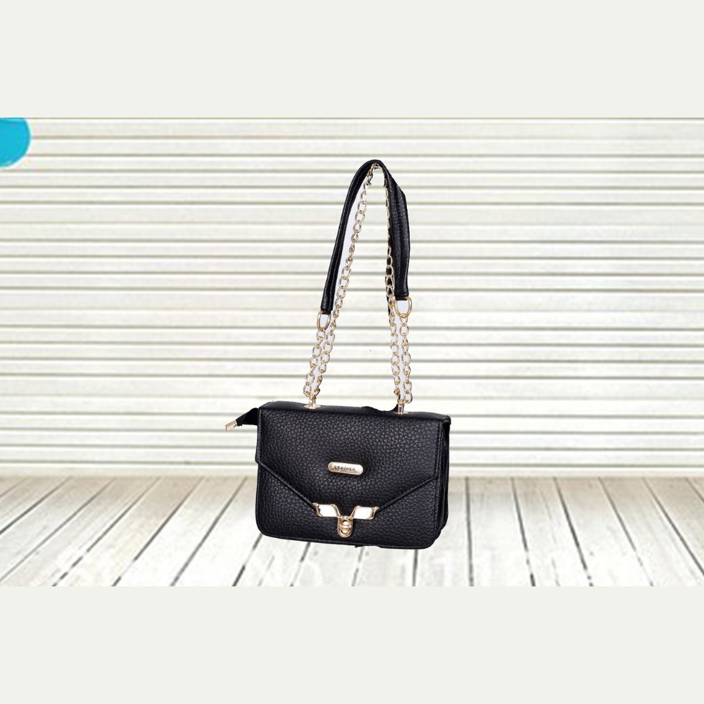 Leather Ladies Bag For Women - Black - RL-03