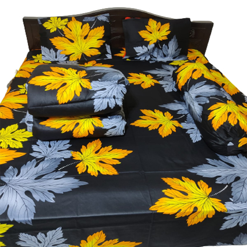 Twill Cotton King Size Five In One Comforter Set - Multicolor - CFS-79