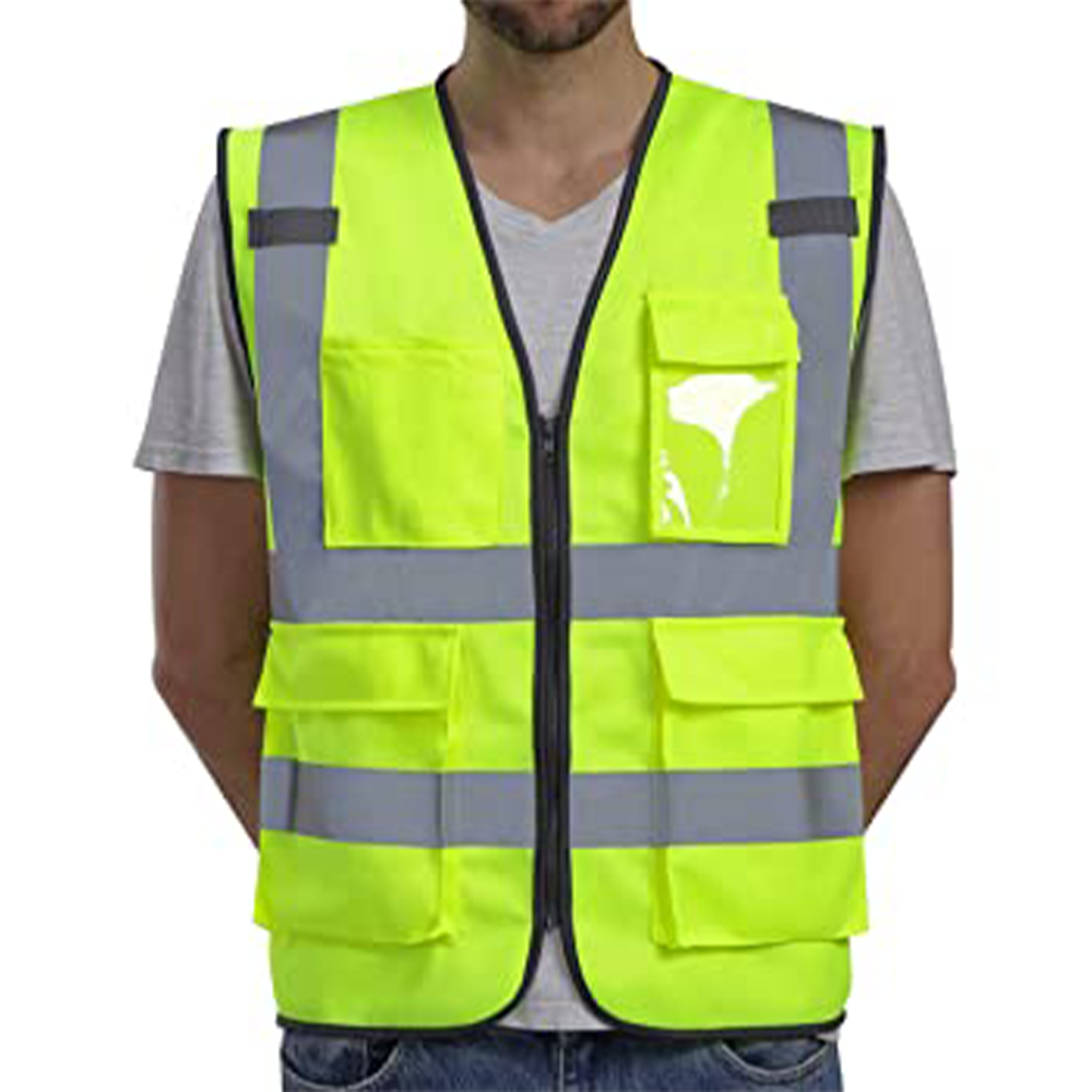 High Visibility Reflective Construction Safety Security Vest - Neon Green