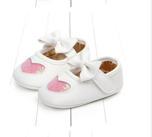 Armandy Artificial PU Leather Baby Girl Shoe - White and Pink