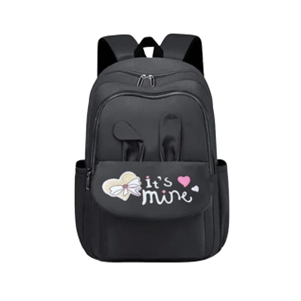 Nylon Polyester Backpack For Girls - Black - LB-N2