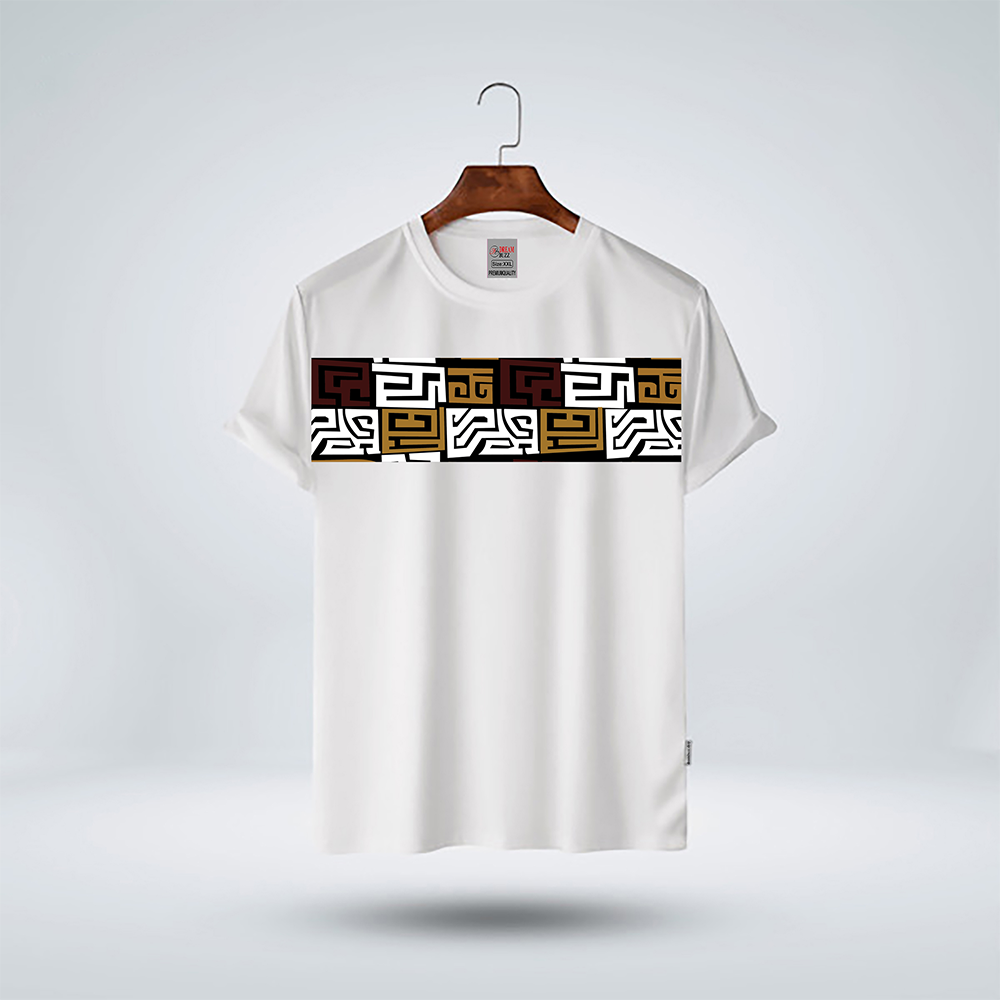 Cotton Printed Half Sleeve T-Shirt for Men - White