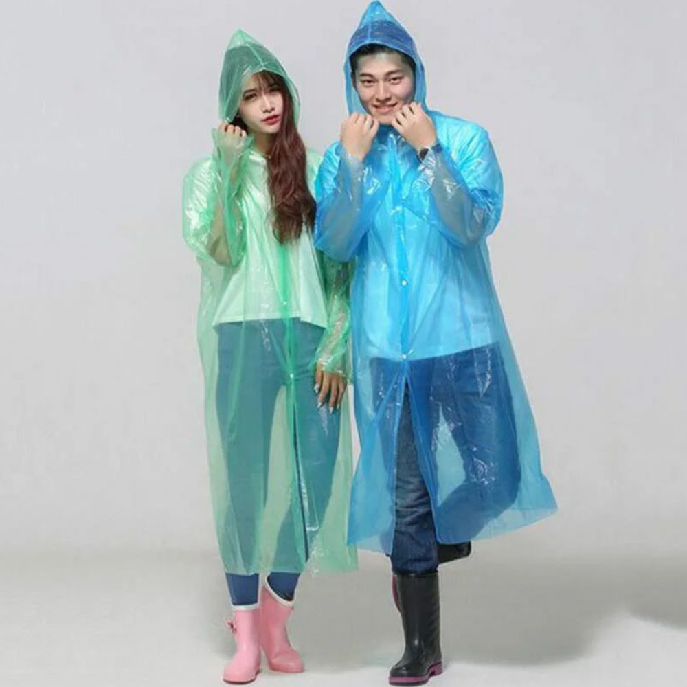 PE Plastic Waterproof Disposable Raincoat with Sleeves - Multicolor