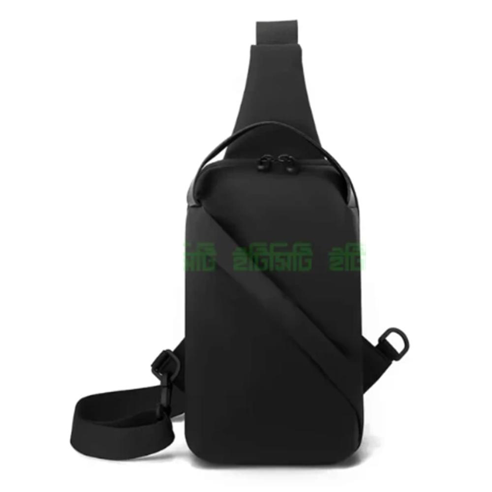 Nylon One Strap Crossbody Sling Bag With Anti-thief Pocket - Black - MR10