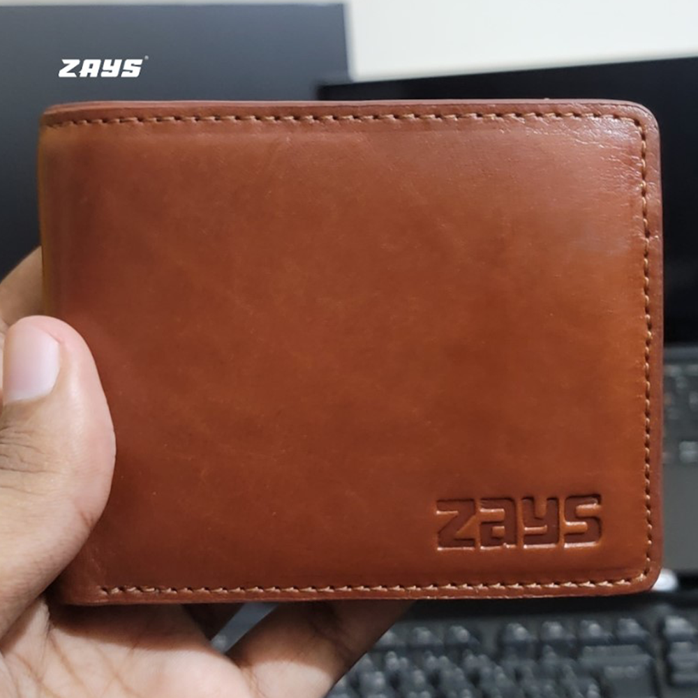 ZAYS Premium Handcrafted Leather Short Wallet for Unisex Limited Edition - LE09 - Chocolate