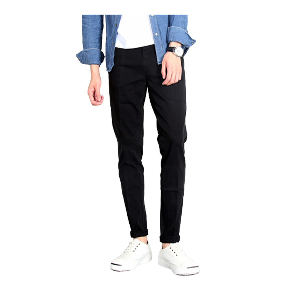 Cotton Chinos Gabardine Pant For Men - Deep Black - NZ-3182