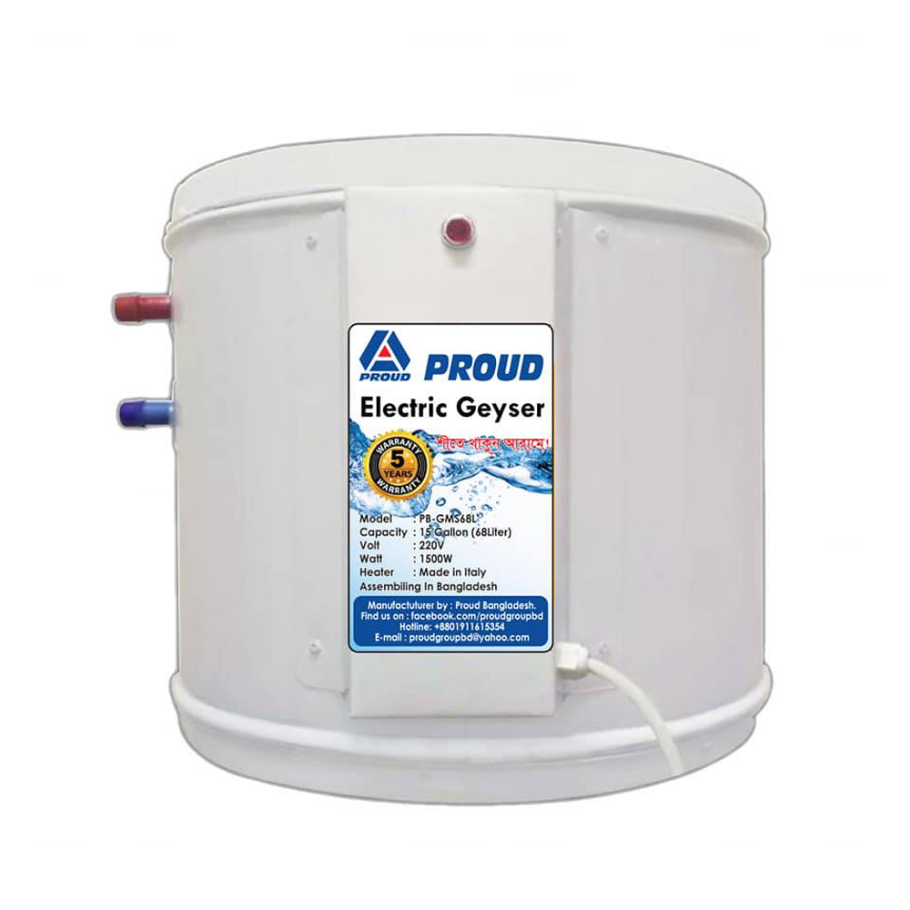 PROUD PB-GMS68L Electric Geyser (15 Gallon) Mild Steel - White - 68L