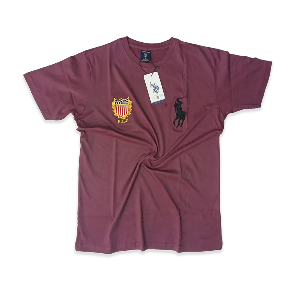 Cotton Half Sleeve T-Shirt For Men - NUSPM0TS018 - Light Maroon