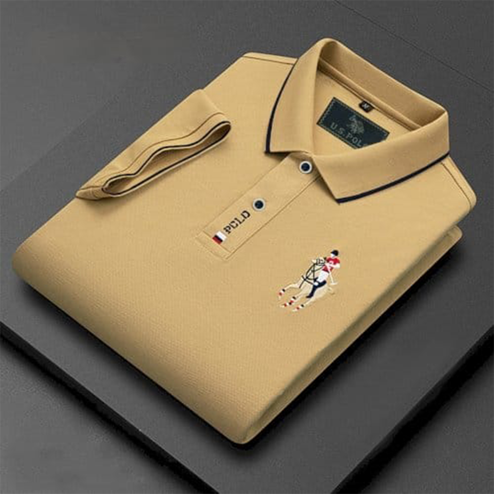 Cotton Polo Shirt For Men - Pearl - PT-H13