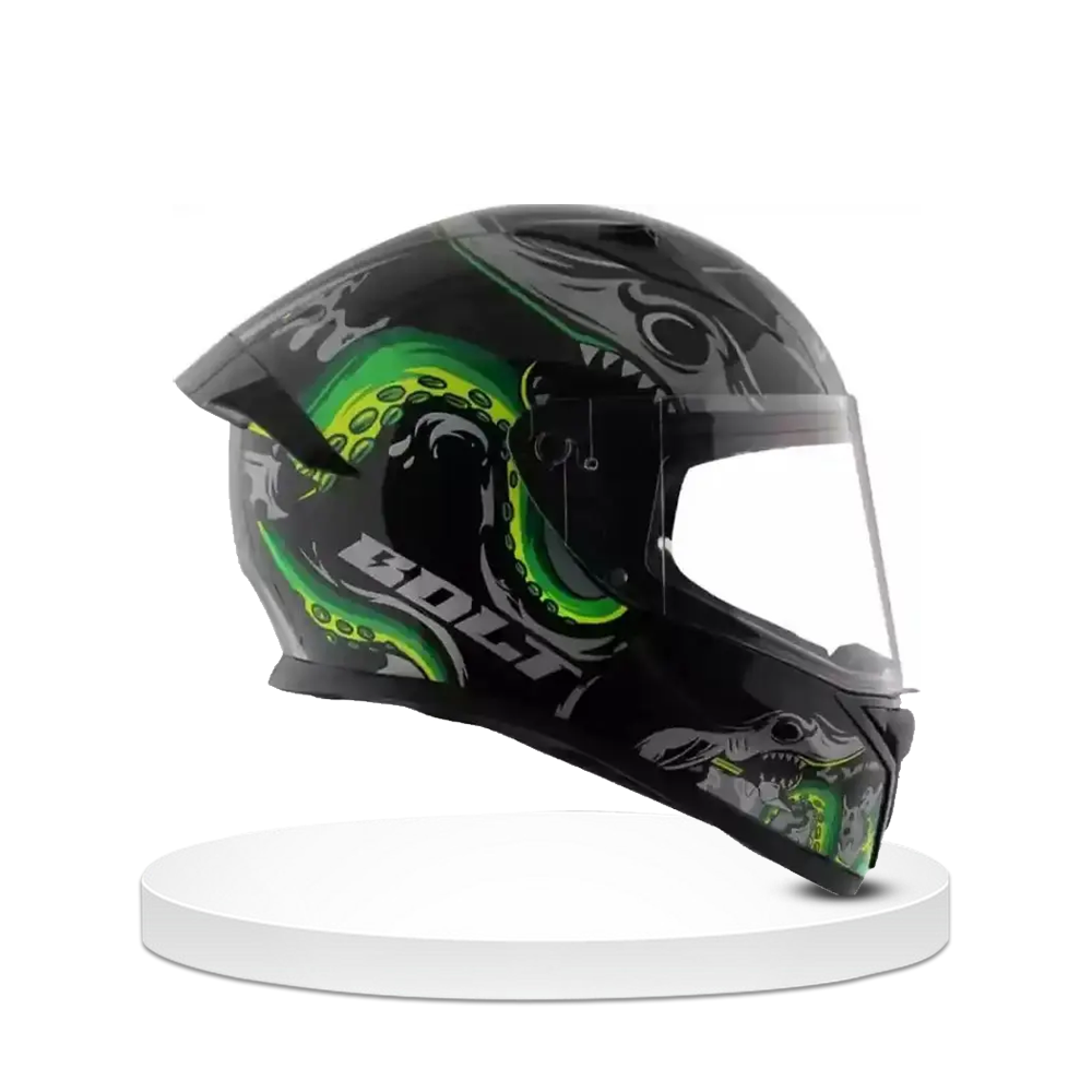 Vega Bolt Octopus Full Face Helmet - Black and Green