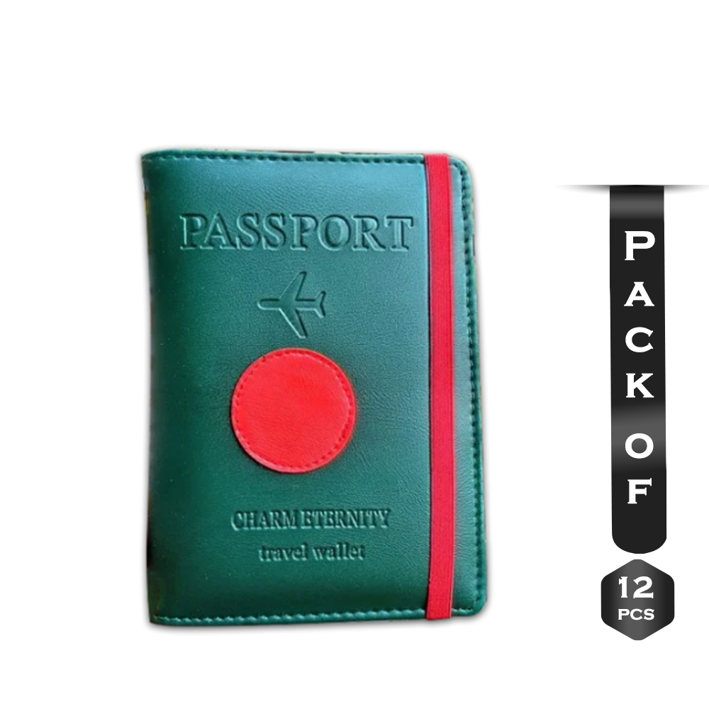 Pack of 12pcs Leather Passport Cover - Green and Red