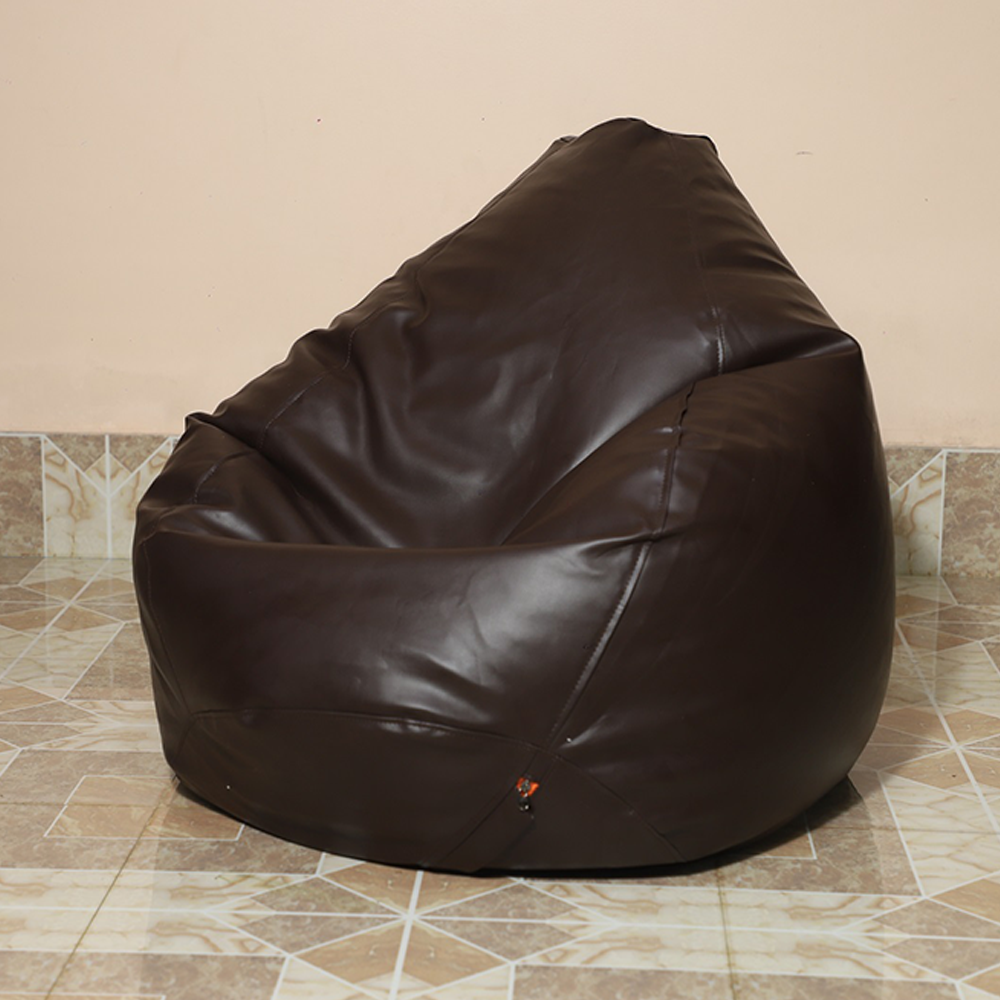 Leather Bean Bag XXL With Extended Back Support - Brown - APL2BR