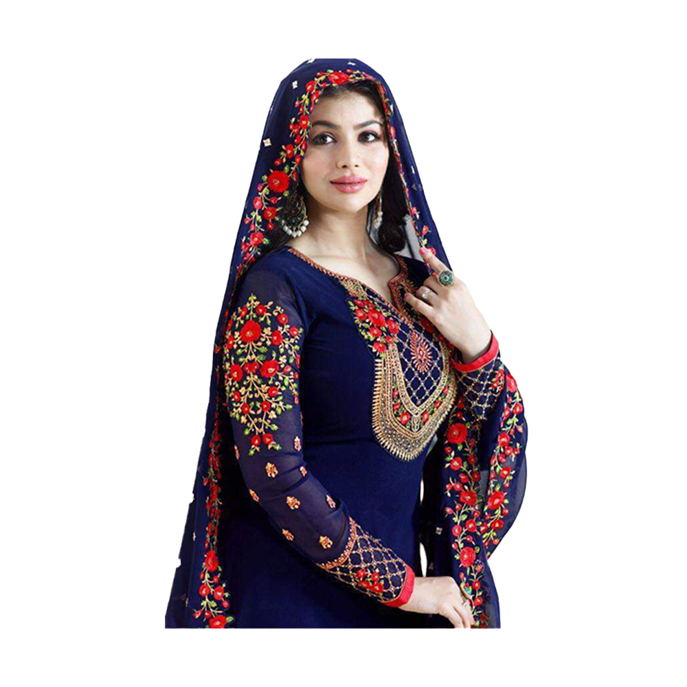 Unstitched Embroidery Work Georgette Shalwar Kameez For Women - Multicolor