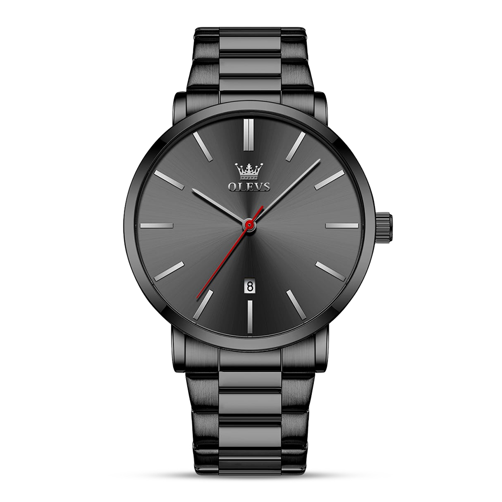 OLEVS 701 Stainless Steel Quartz Wrist Watch For Men - Black