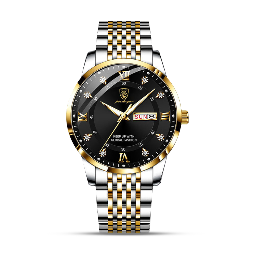 POEDAGAR 836 Stainless Steel Watch for Men - Golden