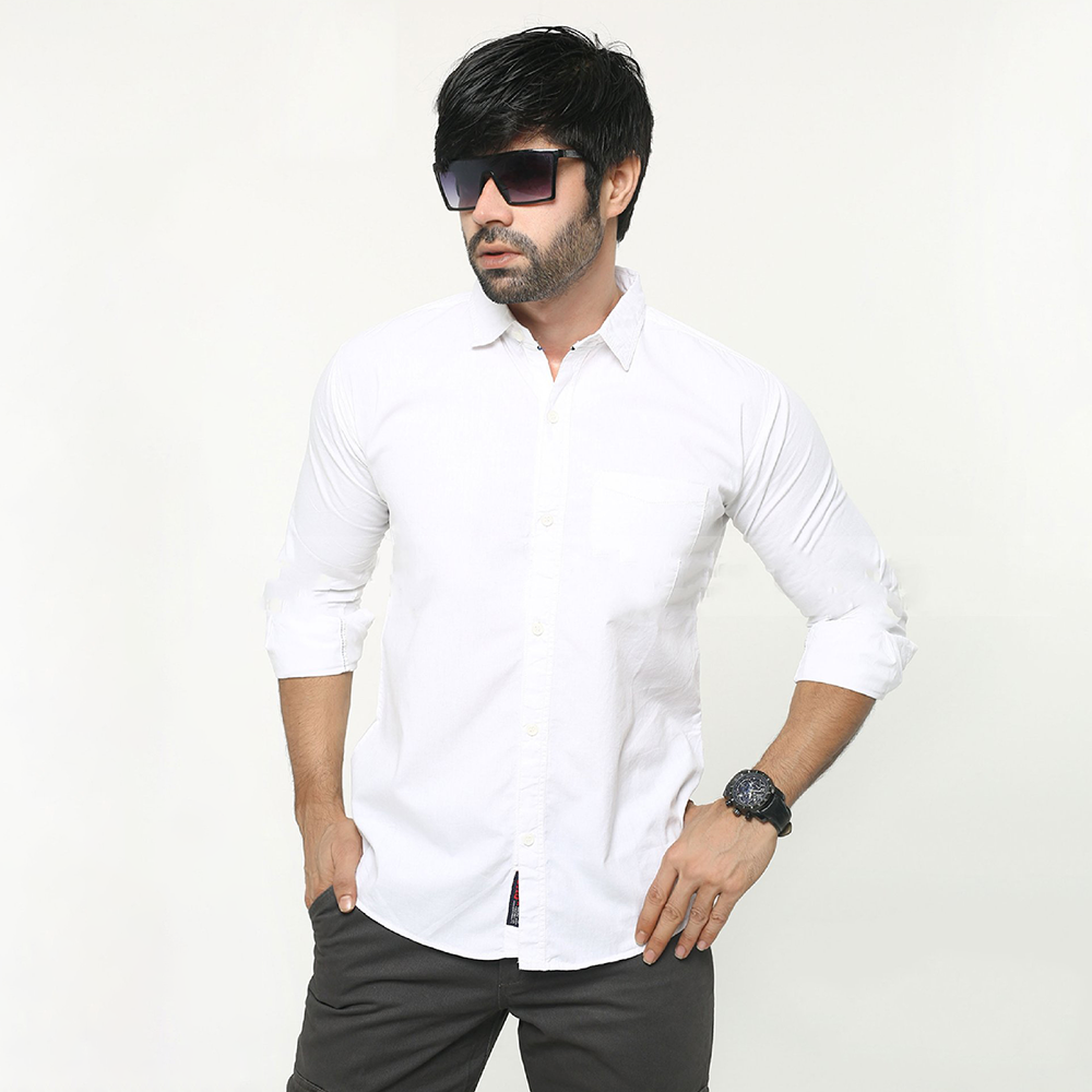 Cotton Shirt For Man - White - NZ-5005