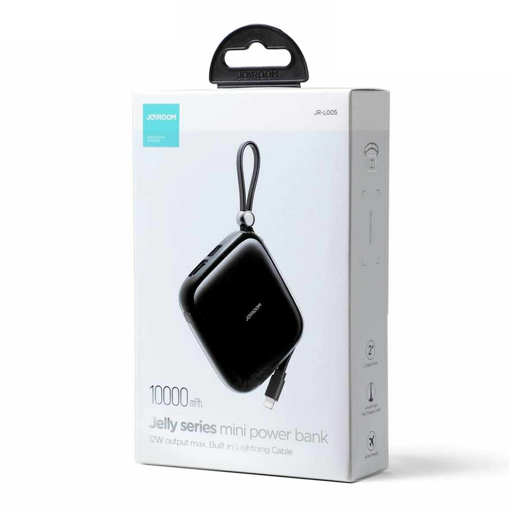 Joyroom JR-L005 12W Jelly Series Lighting Cable Power Bank - 10000mAh - Black