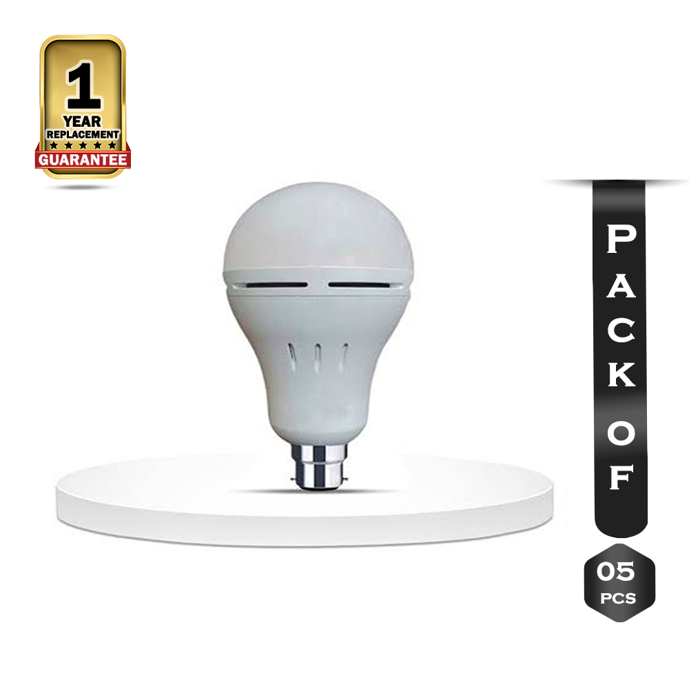 Pack of 5Pcs LED Emergency AC-DC Bulbs - 20 Watt - White