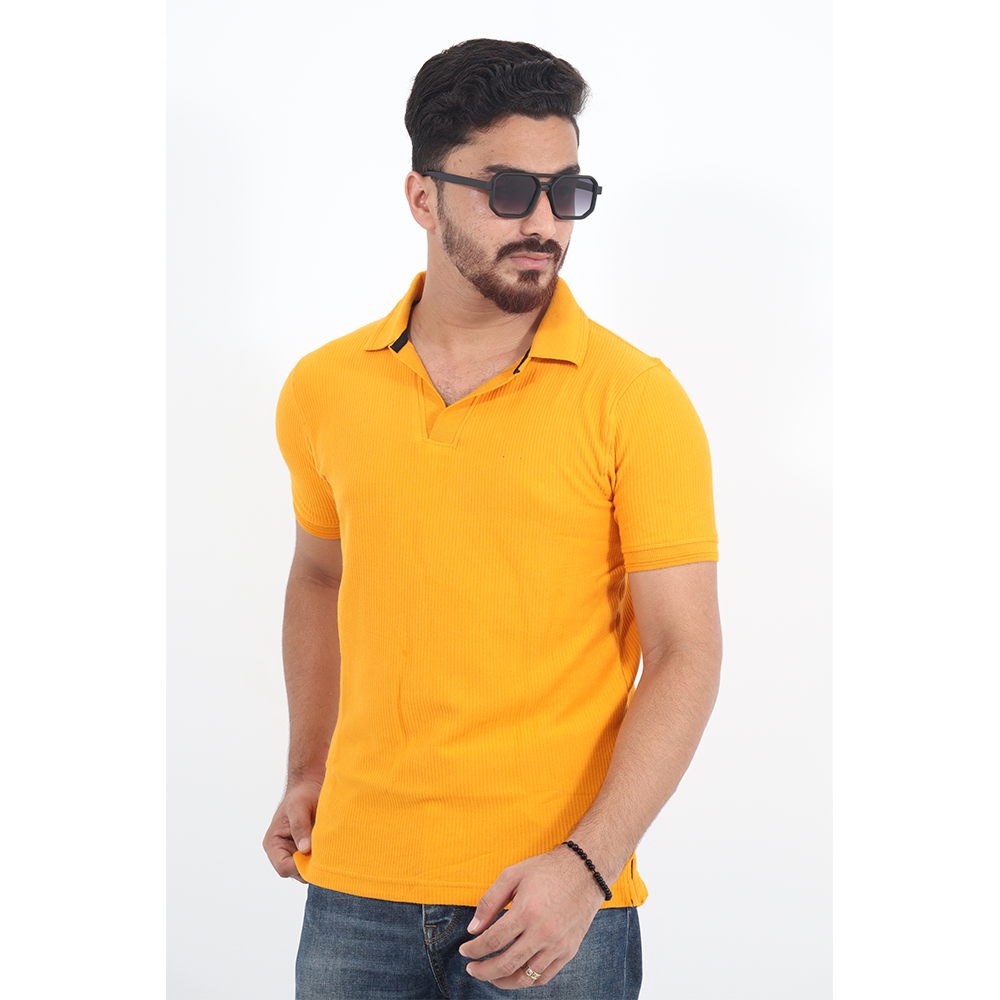 Cotton Jacquard Polo For Men - Carrot - VL- 1347