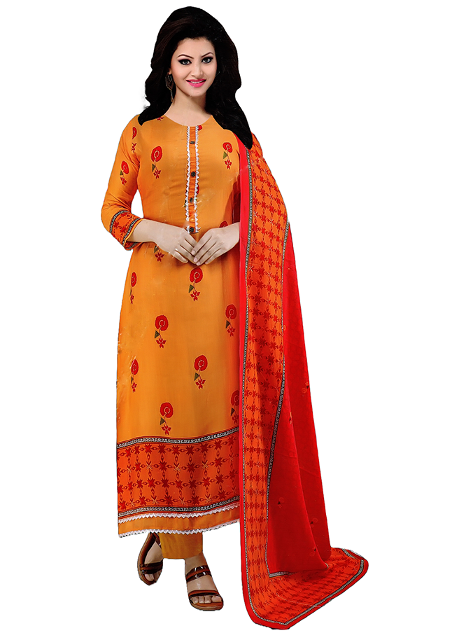 Cotton Unstitched Salwar Kameez For Women - Multicolor - D-E003