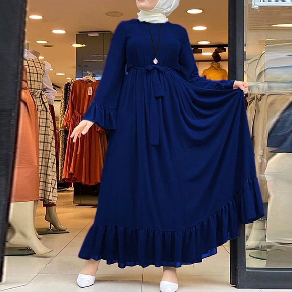 Dubai Cherry Abaya Casual Borkha for Women - Navy Blue - B-402