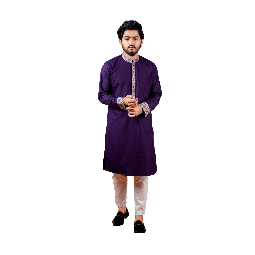 Casual Cotton Panjabi For Men - Purple