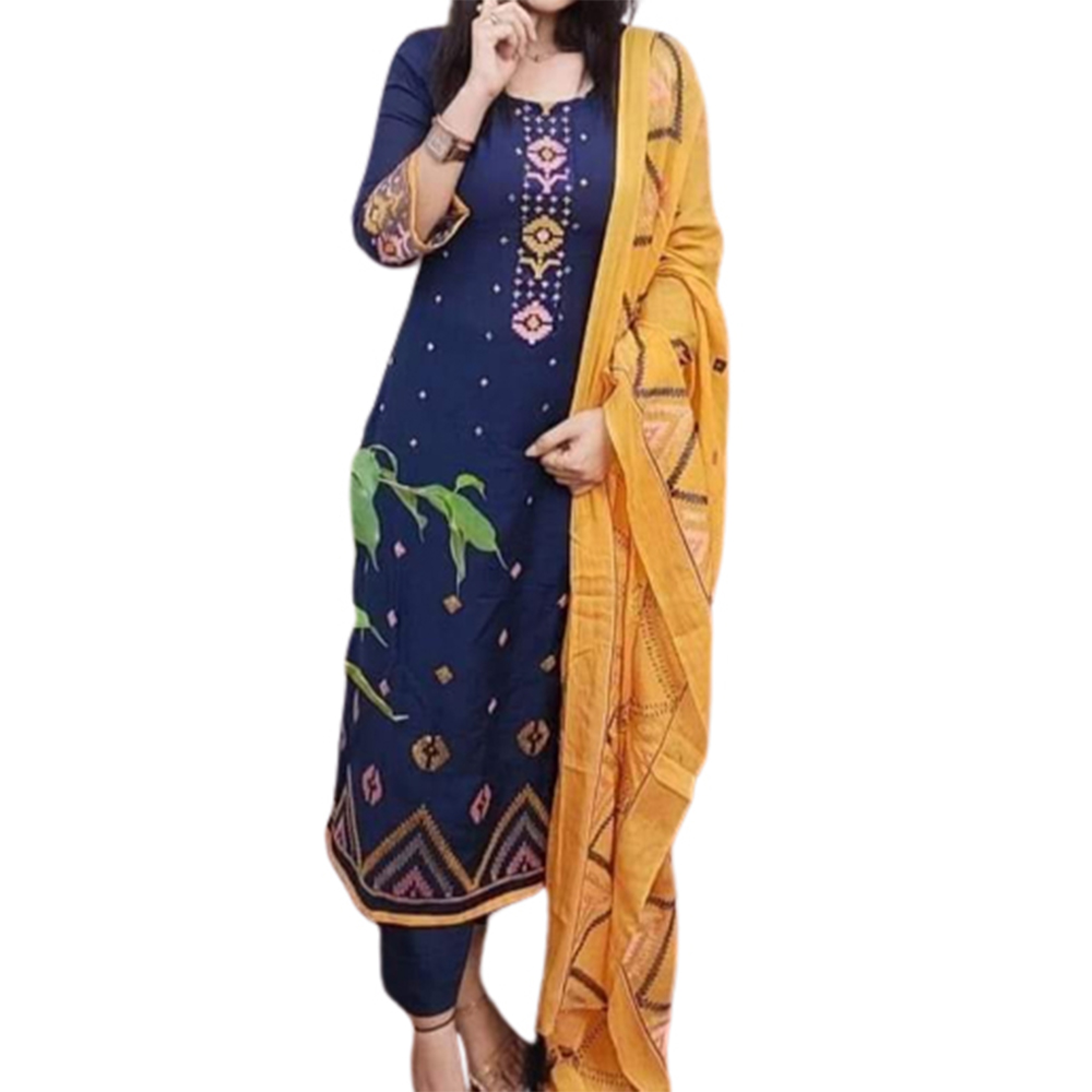 Unstitched Cotton Skin Print Salwar Kameez For Women - Multicolor - 3C-89