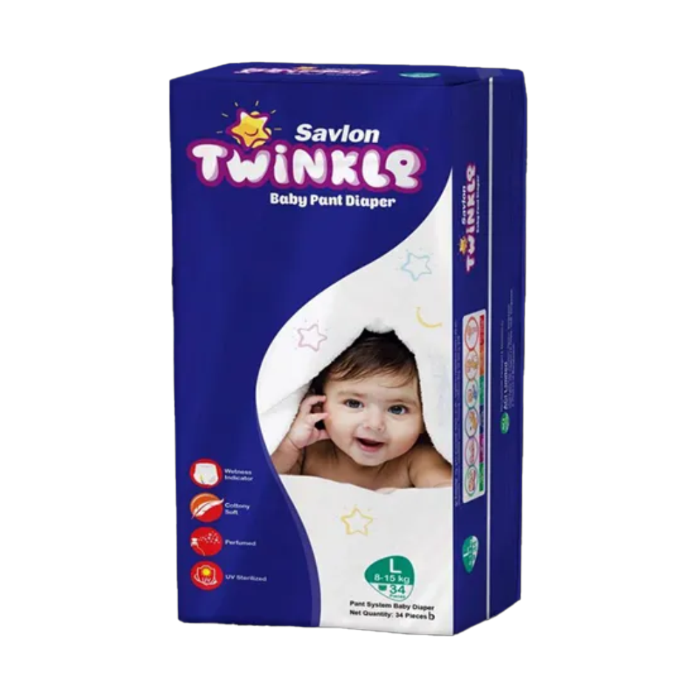 Savlon Twinkle Baby Diaper AZE -2004 - Pant - L - 34pcs