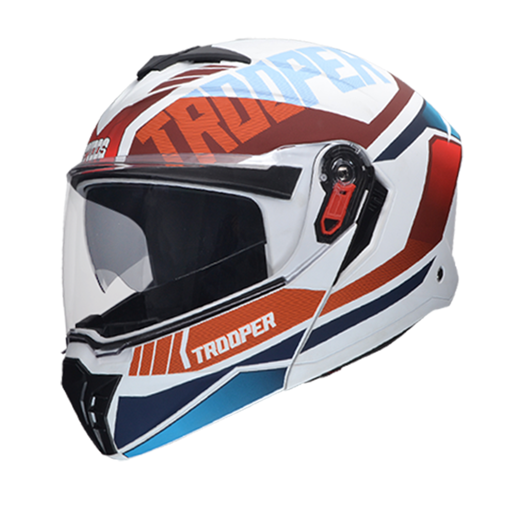 Studds Trooper Dv D1 Full Face Helmet - White and Red