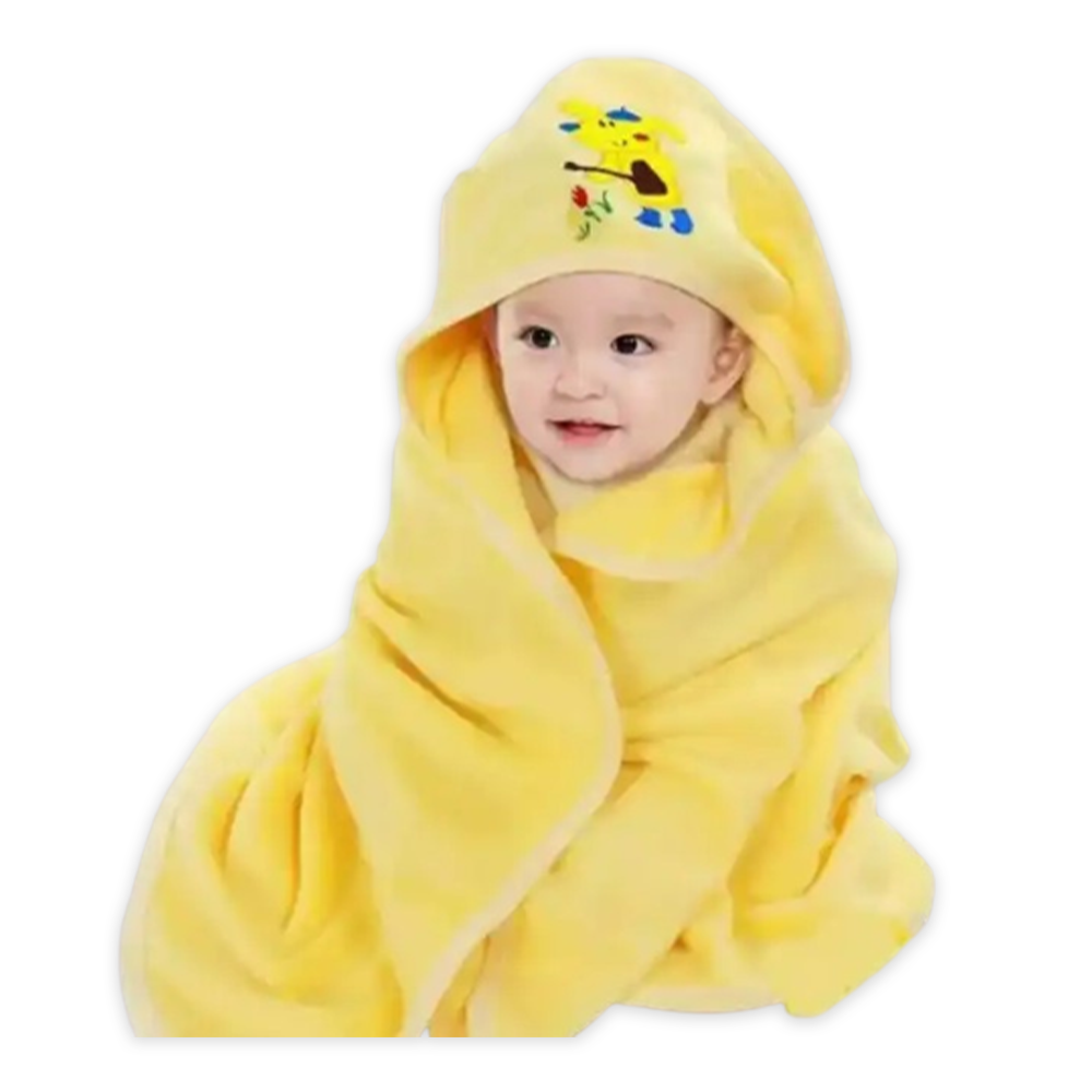 Cotton Cap Hooded Towel For Newborn Baby - Multicolor - 30 * 30 Inch
