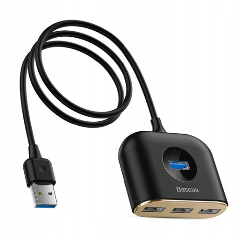 Baseus Square Round 4 in 1 USB HUB Adapter - Black