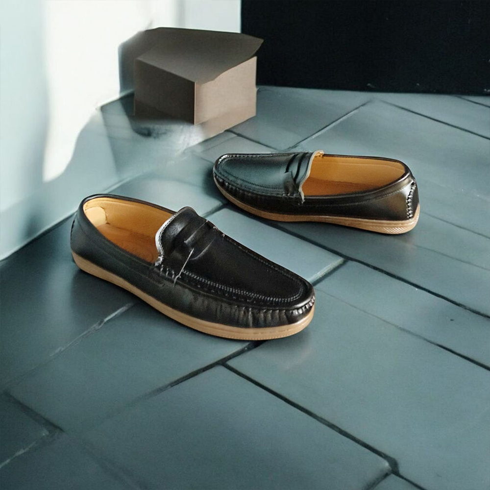 PU Leather Loafer Shoes for Men - Black