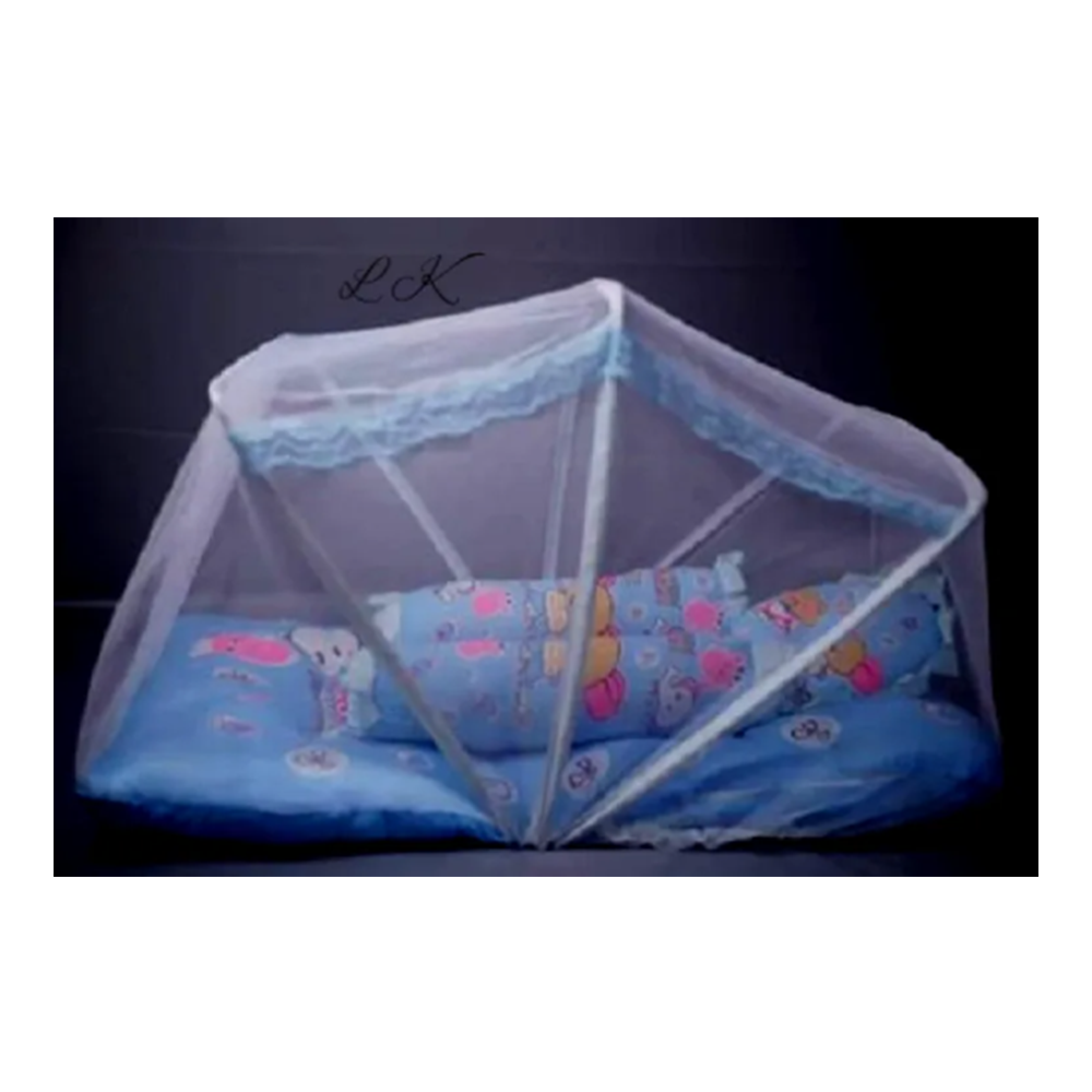 Baby Bed Set with Mosquito Net and Pillow - Lake Blue