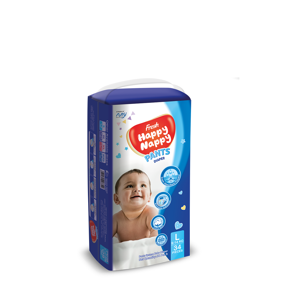 Fresh Happy Nappy Pants Diaper - L - 9-14Kg - 34Pcs