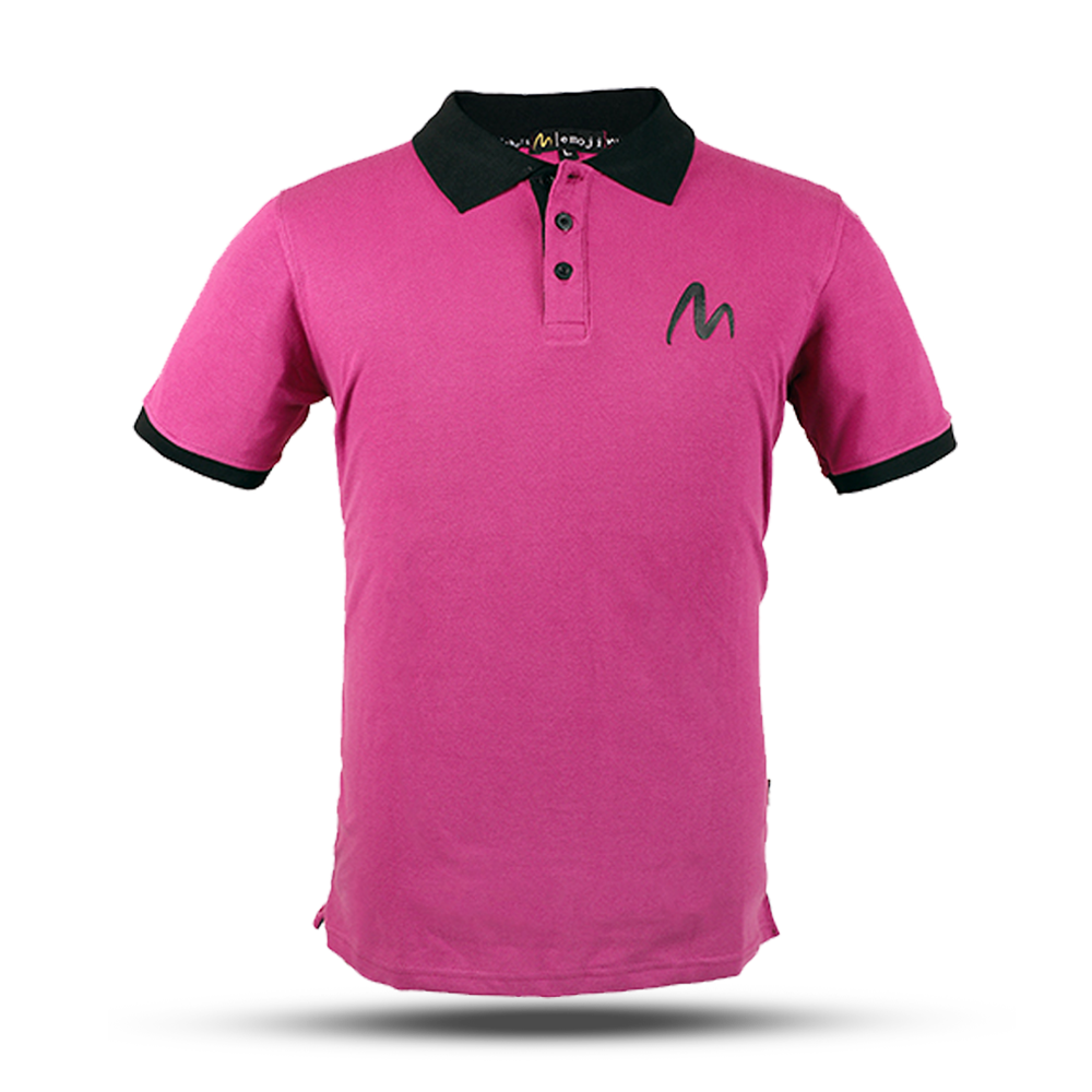 Cotton Pique Polo Short Sleeve T-Shirt For Men - Magenta - EMJ#POLOMGT