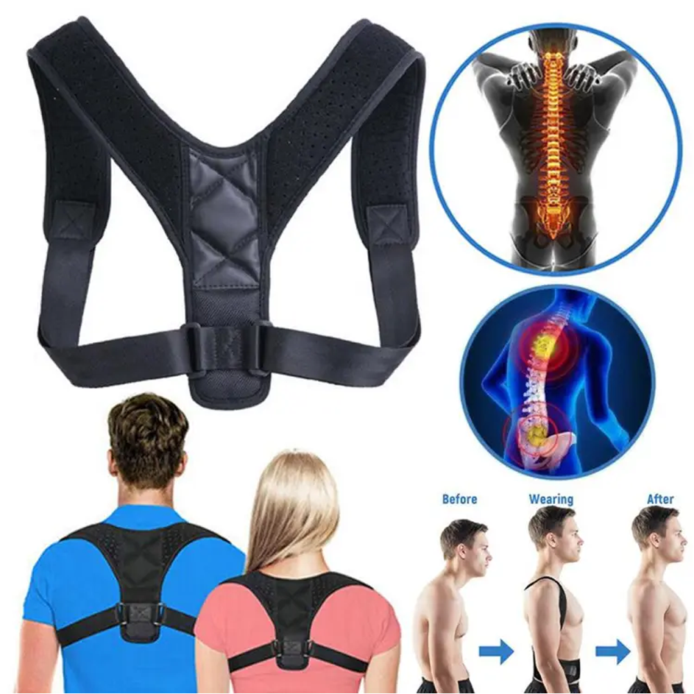 Posture Corrector Shoulder Brace Back Support Belt - Black
