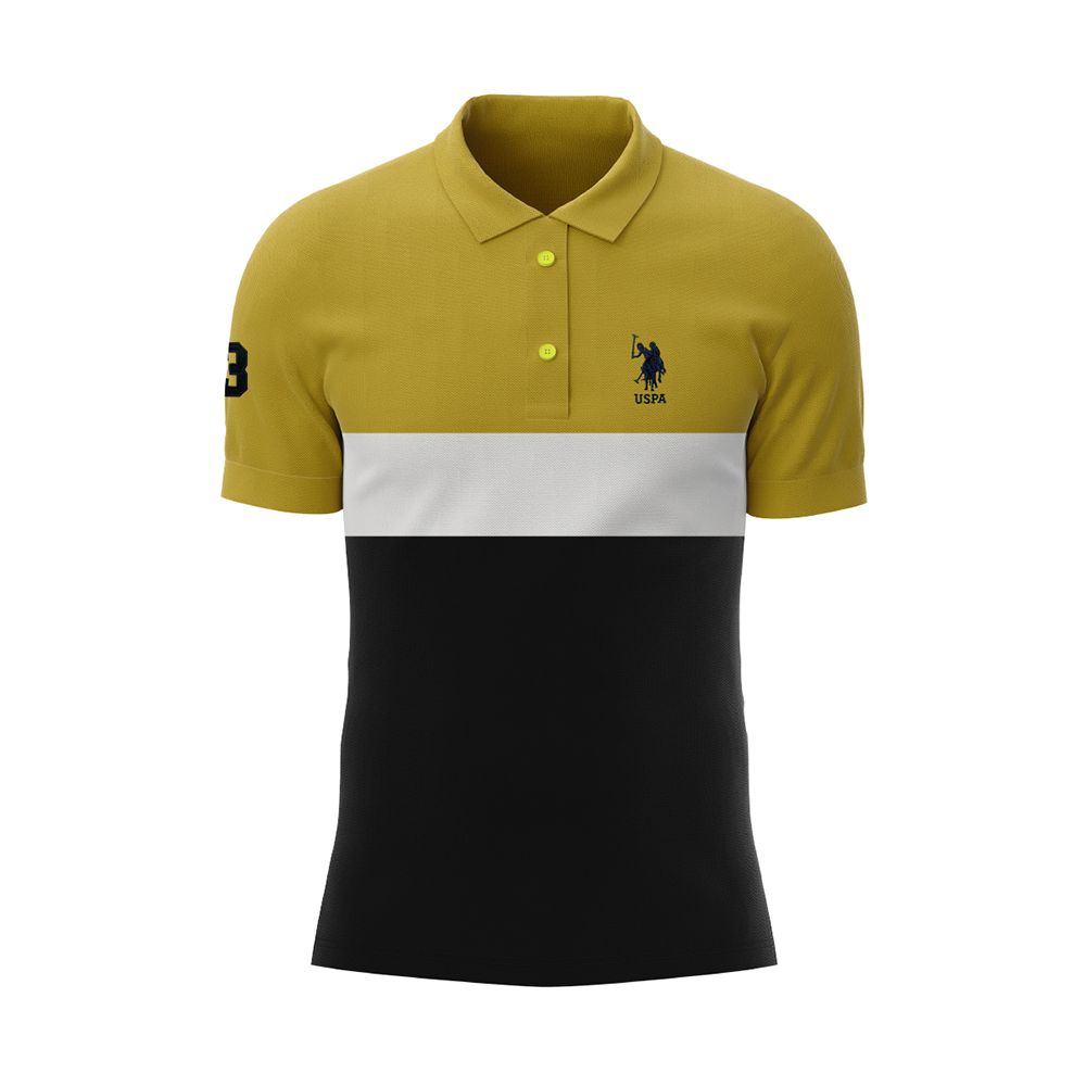 USPA Cotton Half Sleeve Polo Shirt for Men - Yellow - PL17