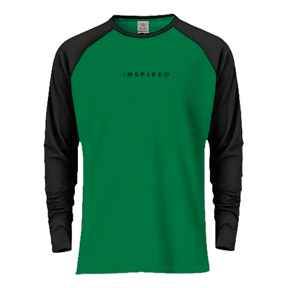 Cotton Reglan Full Sleeve T-Shirt for Men - Green and Black - 1006