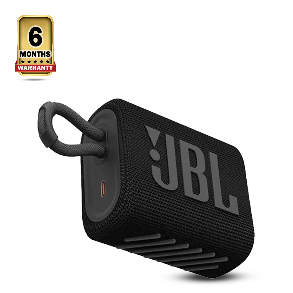 JBL Go 3 Portable Waterproof Bluetooth Speaker - Black 