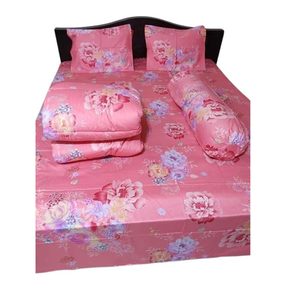 Twill Cotton King Size Five In One Comforter Set - Multicolor - CMT-67