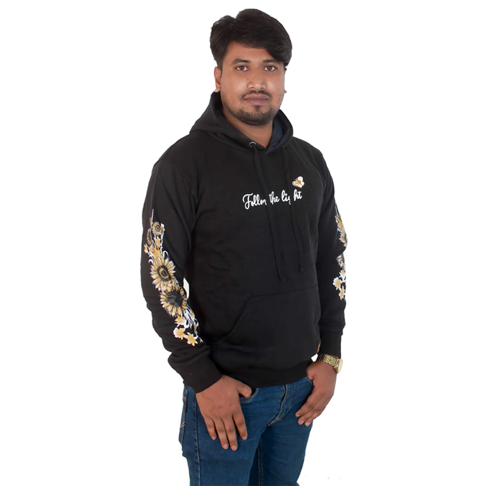 Cotton Hoodie For Men - Black - H-289