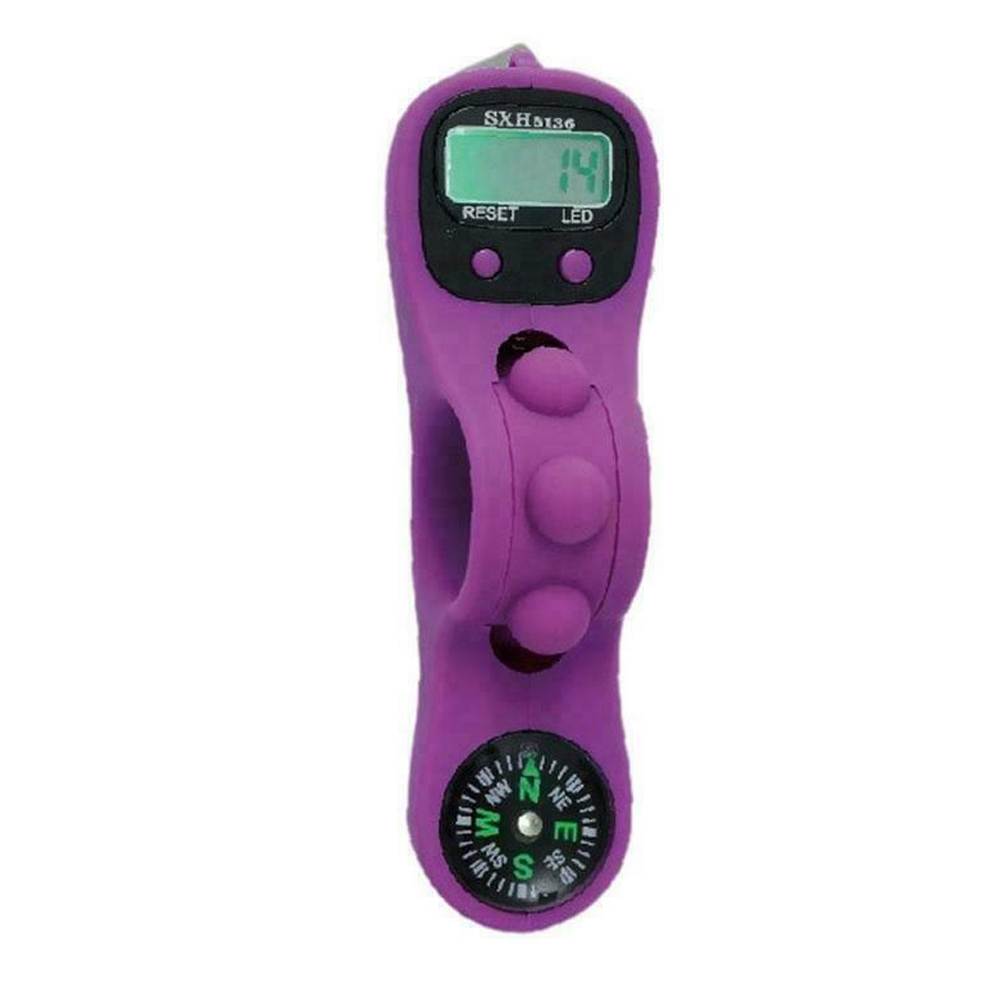 Digital Count Tashbih with Qibla Compass - Purple - 3974